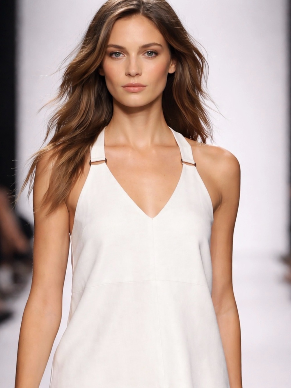 Suede Cream Color Sleeveless elegant summer  top - Picture 12 of 16